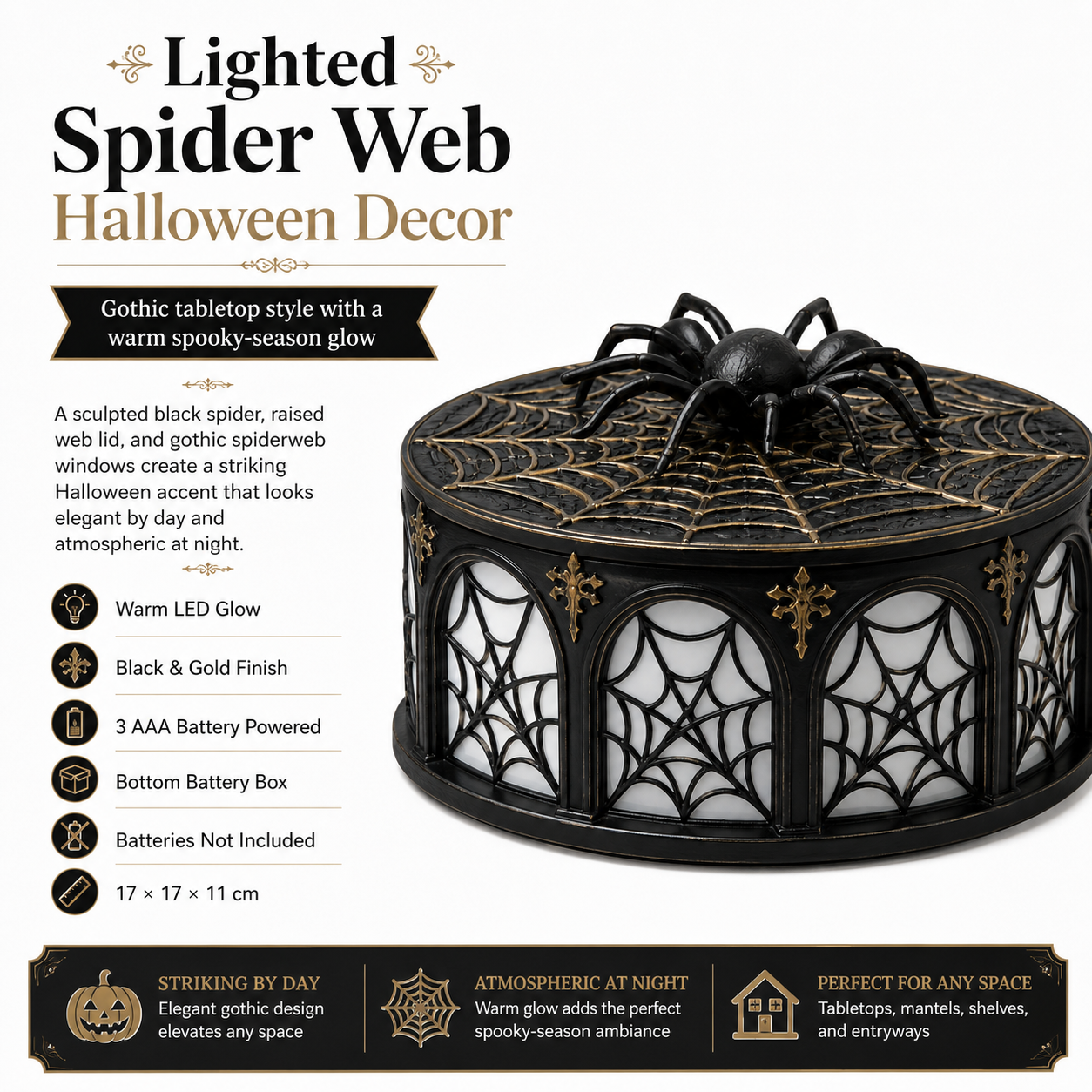 Lighted Spider Web Halloween Decor
