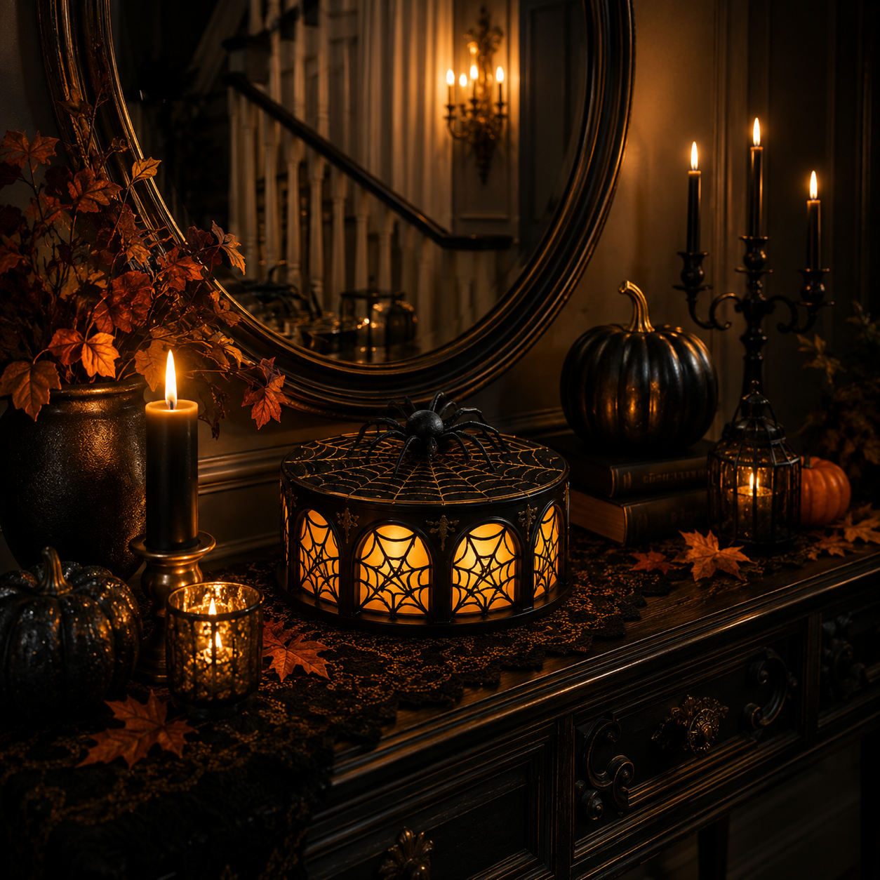 Lighted Spider Web Halloween Decor