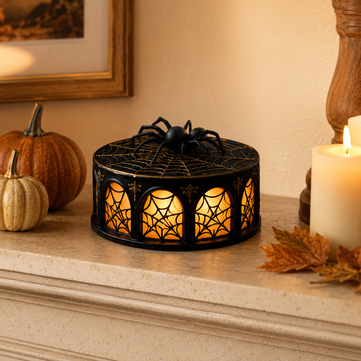 Lighted Spider Web Halloween Decor