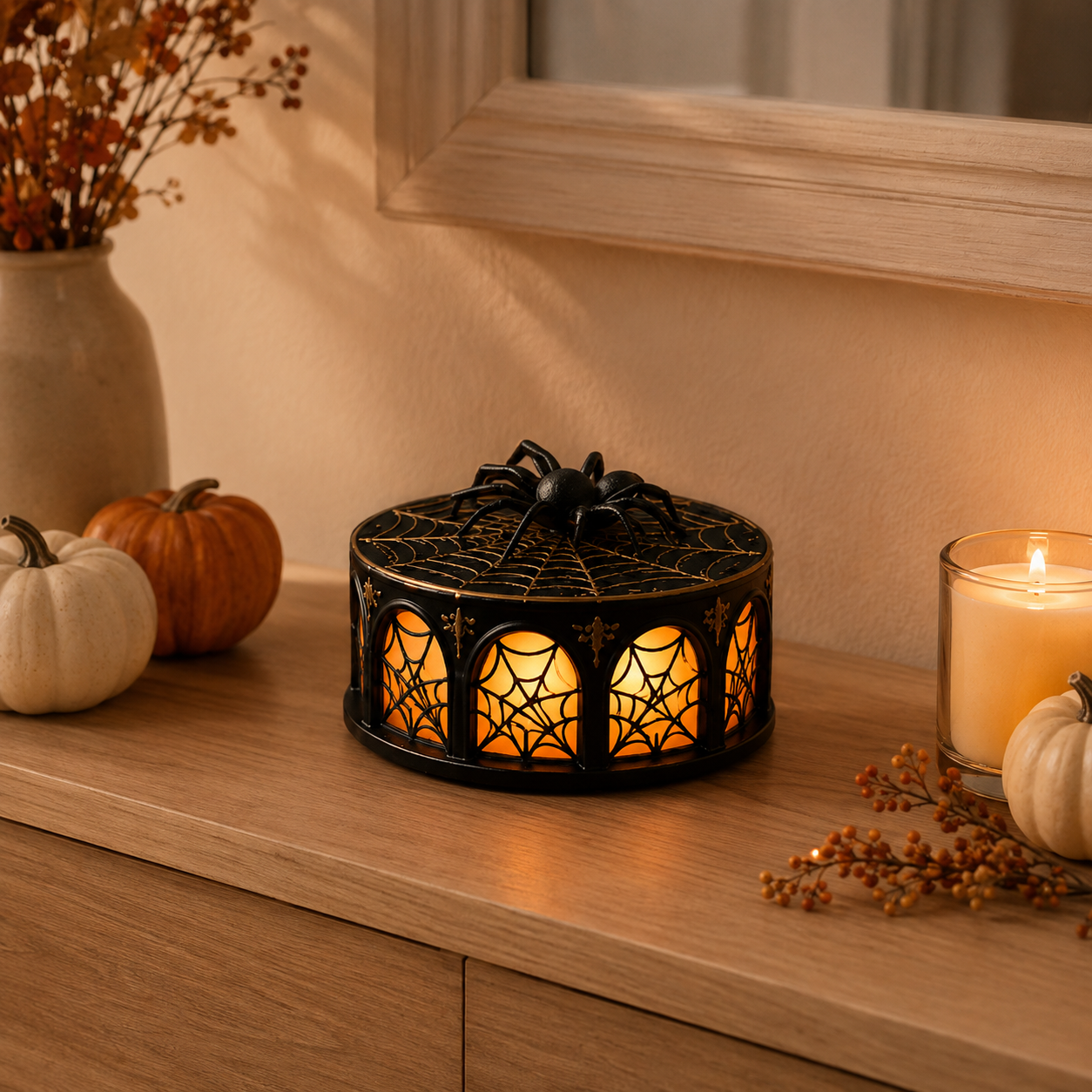 Lighted Spider Web Halloween Decor