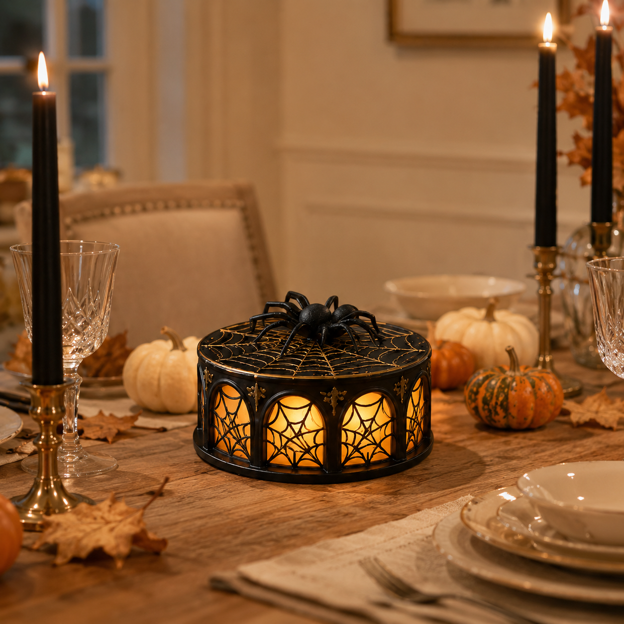 Lighted Spider Web Halloween Decor