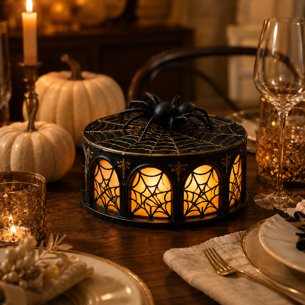 Lighted Spider Web Halloween Decor