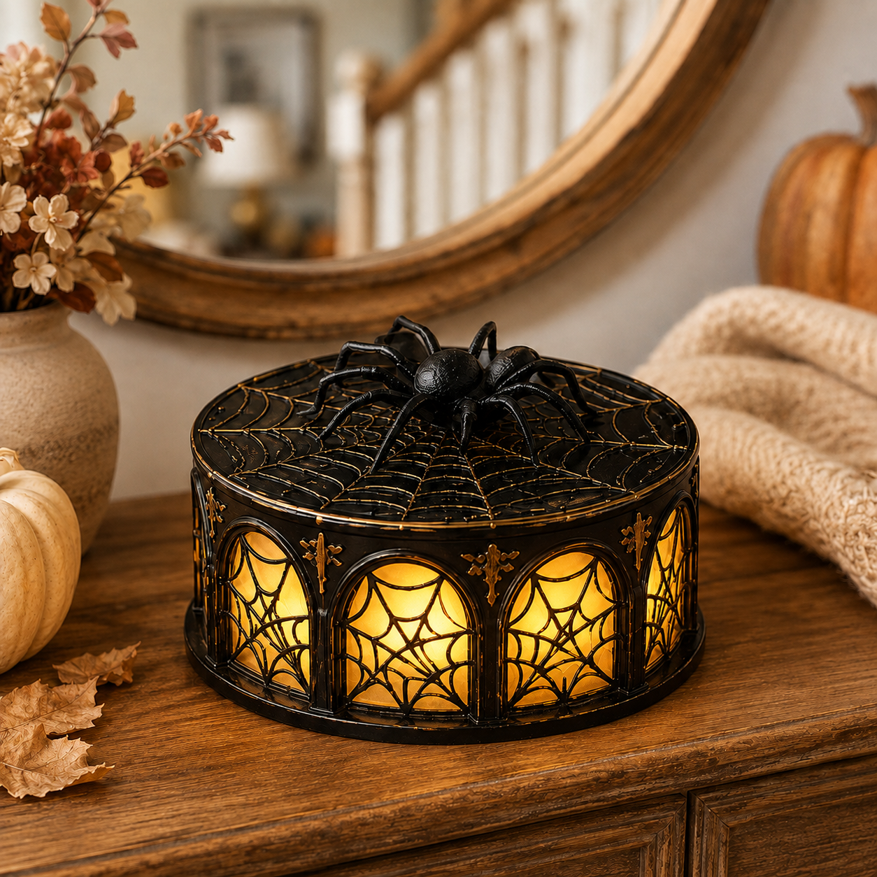 Lighted Spider Web Halloween Decor