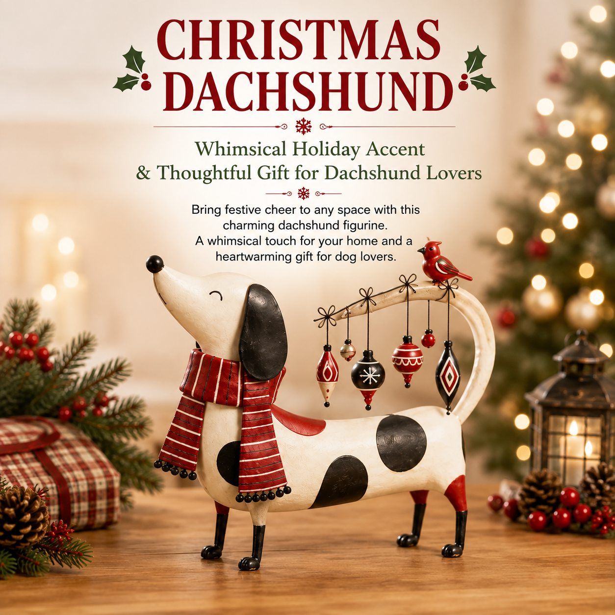 Christmas Dachshund Tabletop Deco