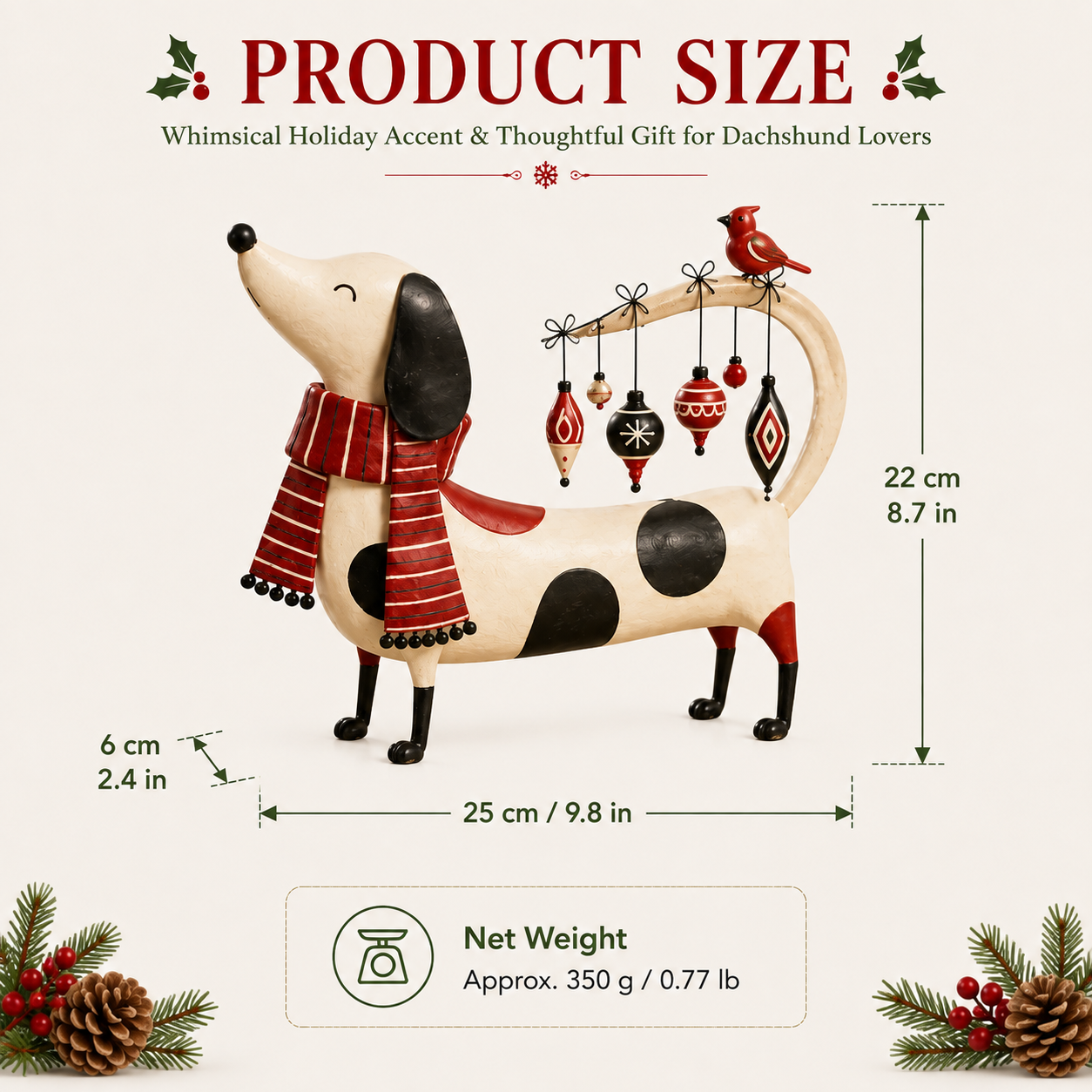 Christmas Dachshund Tabletop Deco