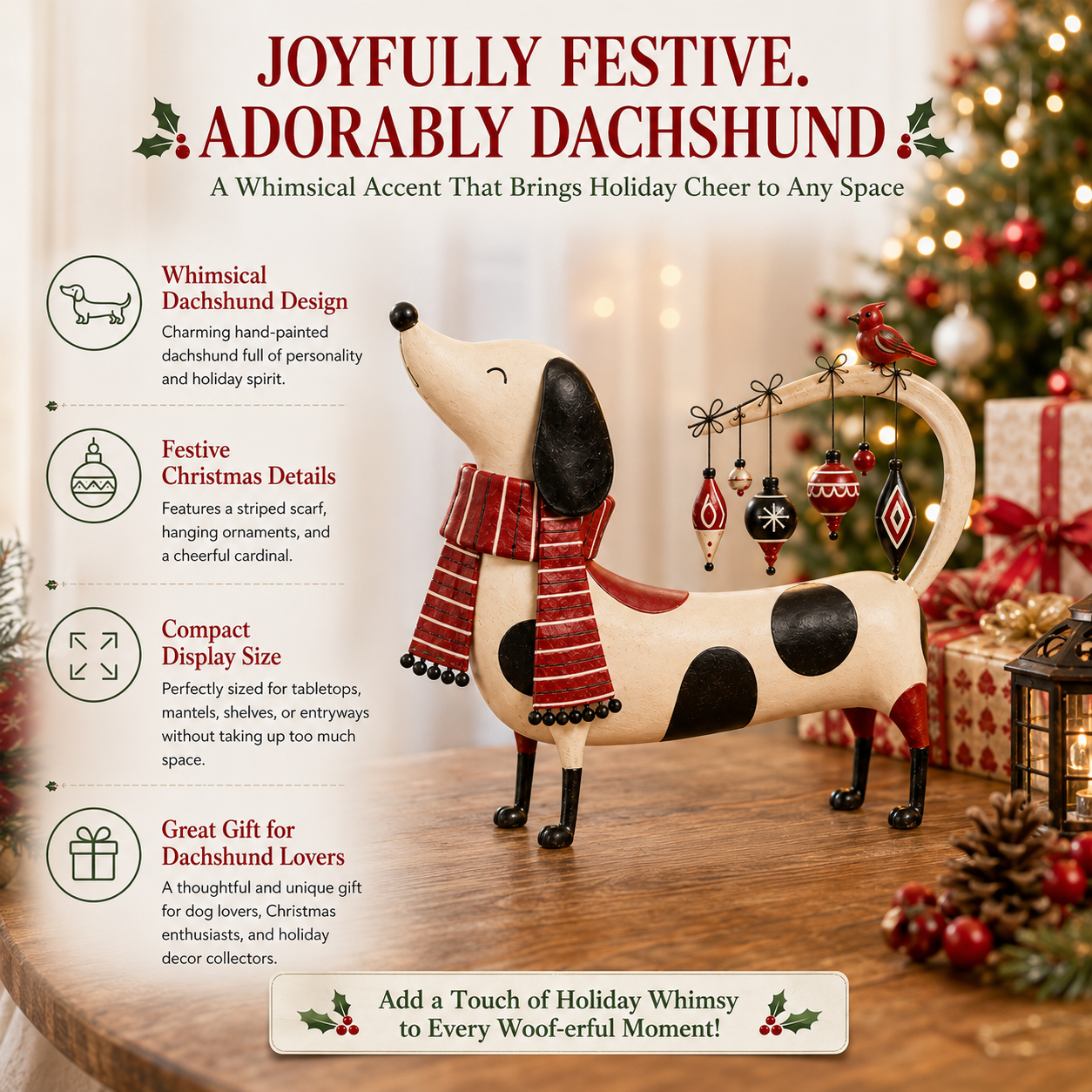Christmas Dachshund Tabletop Deco