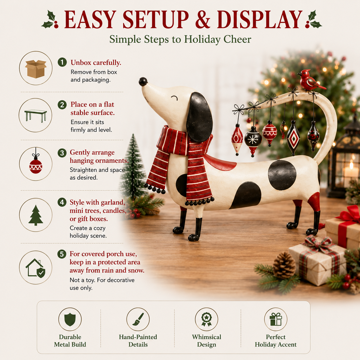 Christmas Dachshund Tabletop Deco