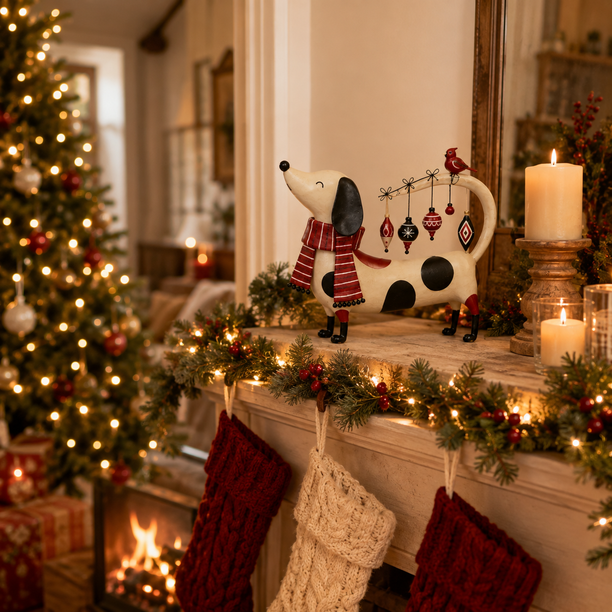 Christmas Dachshund Tabletop Deco