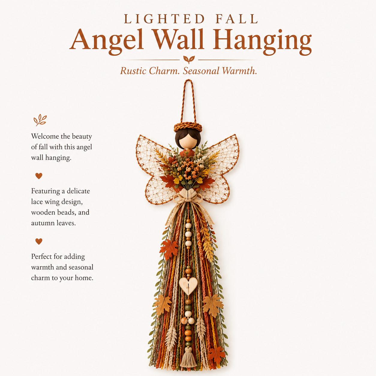 Lighted Fall Angel Wall Hanging Decor with Remote