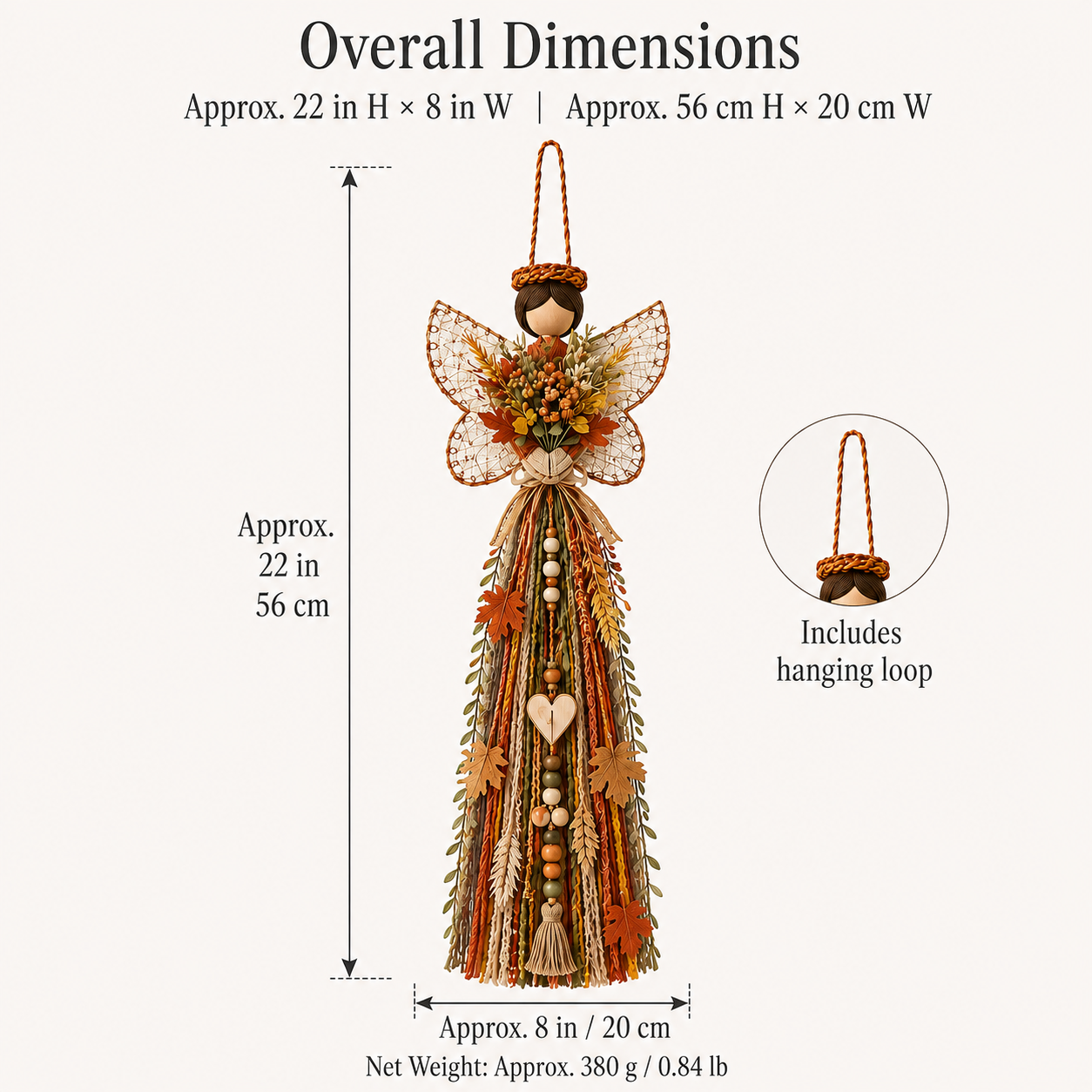 Lighted Fall Angel Wall Hanging Decor with Remote