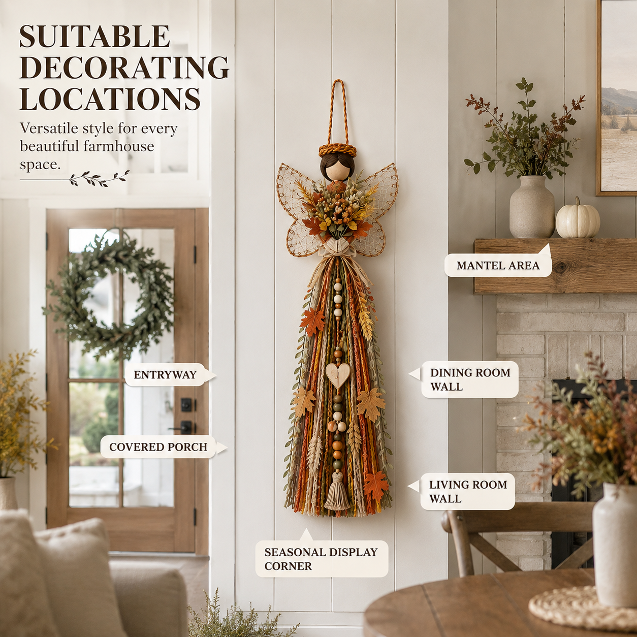 Lighted Fall Angel Wall Hanging Decor with Remote