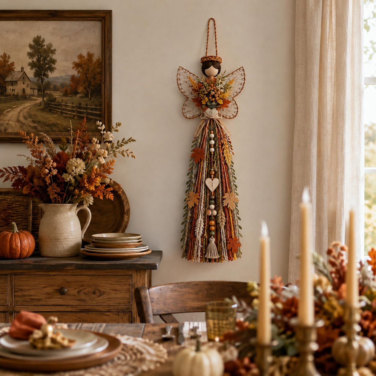 Lighted Fall Angel Wall Hanging Decor with Remote