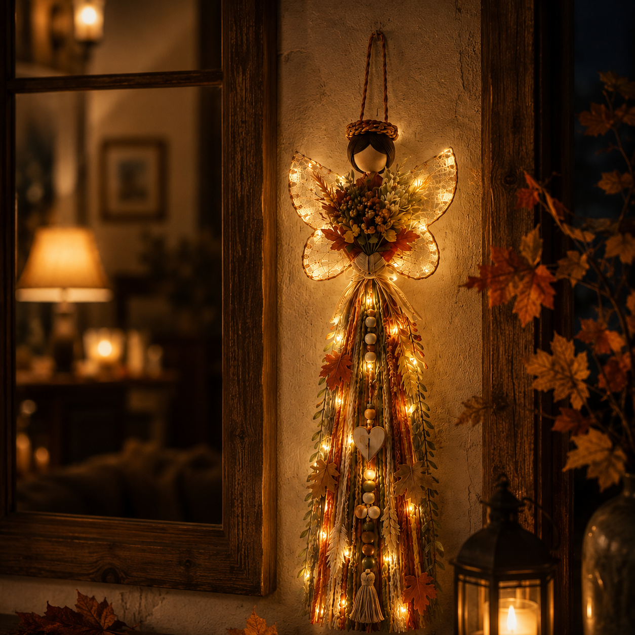 Lighted Fall Angel Wall Hanging Decor with Remote