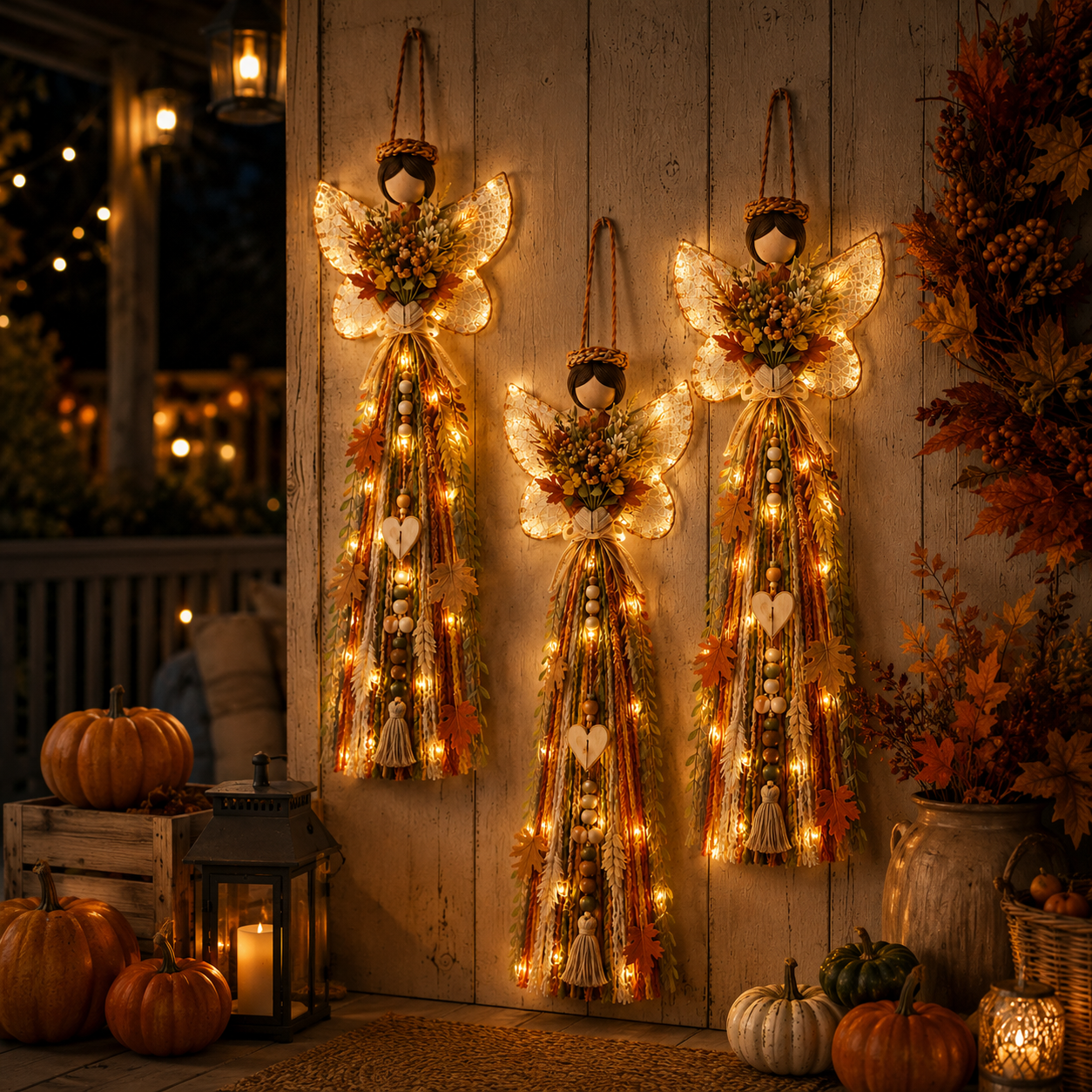 Lighted Fall Angel Wall Hanging Decor with Remote