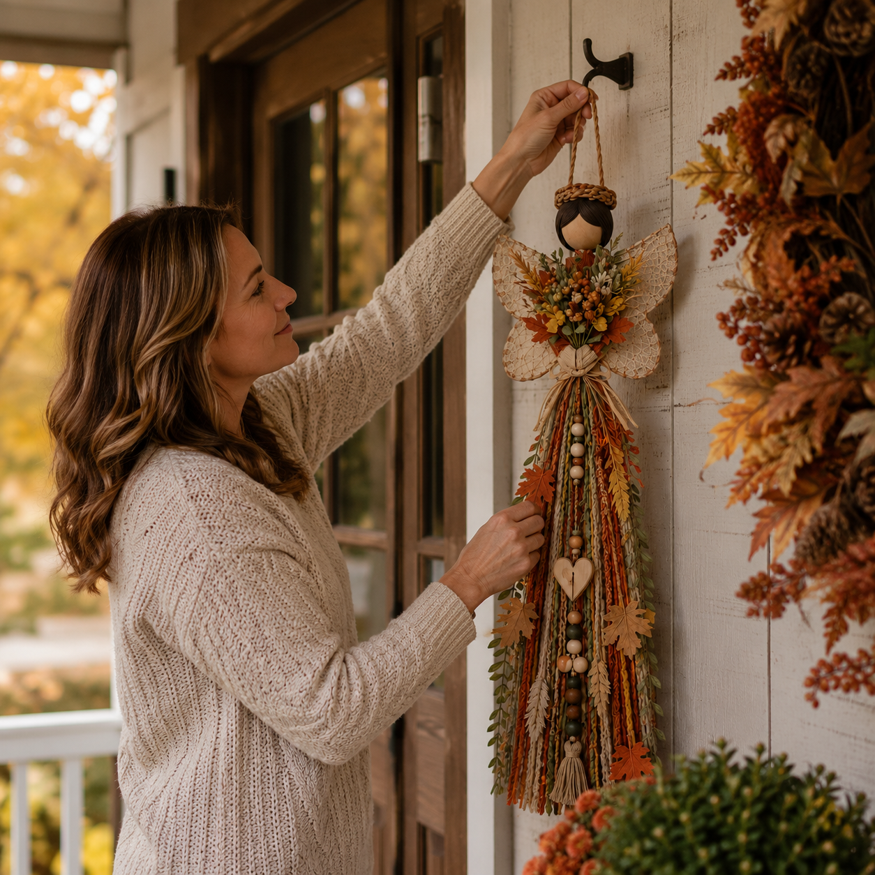 Lighted Fall Angel Wall Hanging Decor with Remote