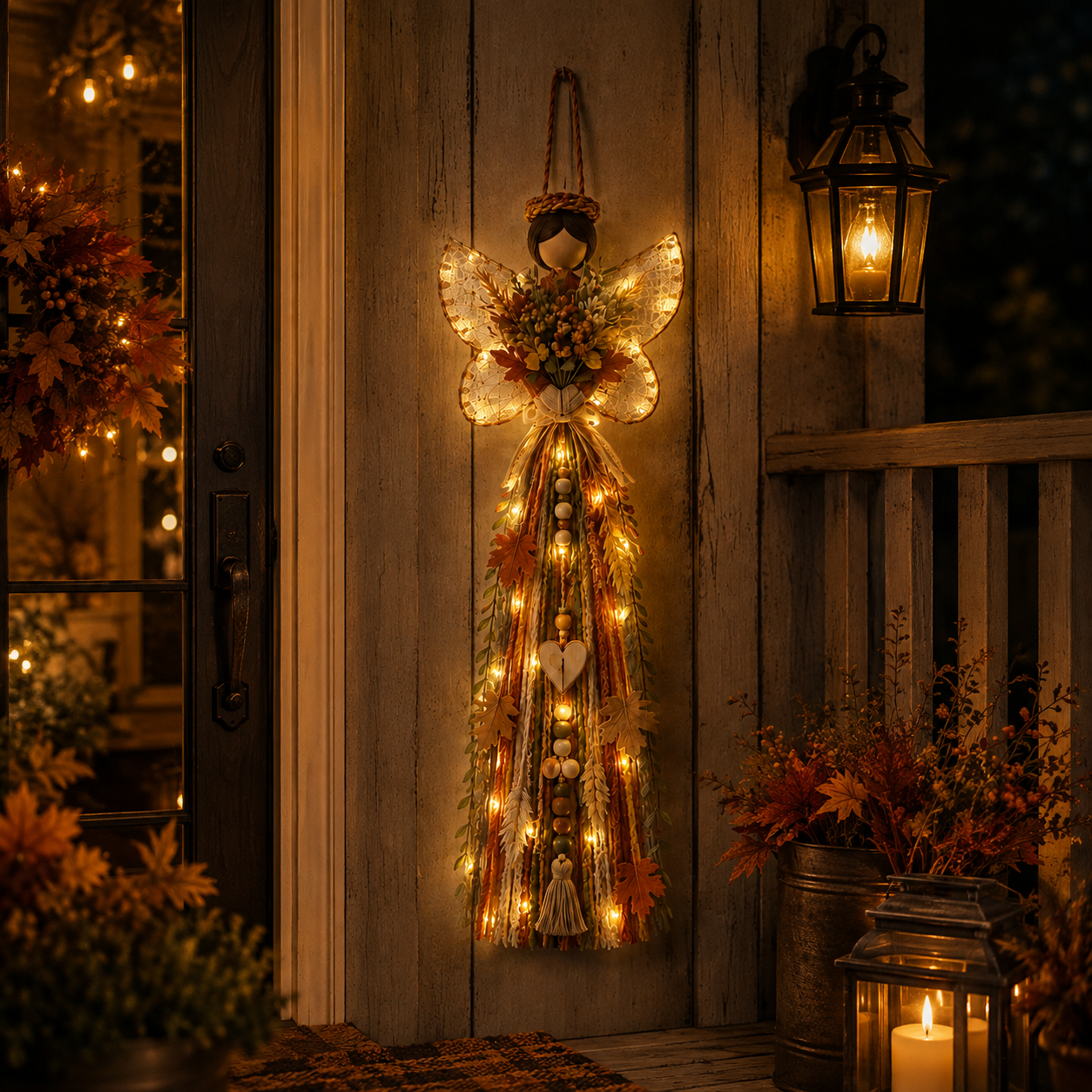 Lighted Fall Angel Wall Hanging Decor with Remote