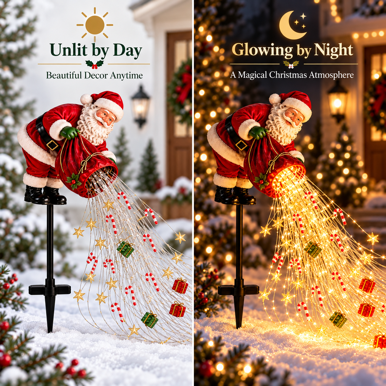 Lighted Santa Garden Stake Christmas Decor