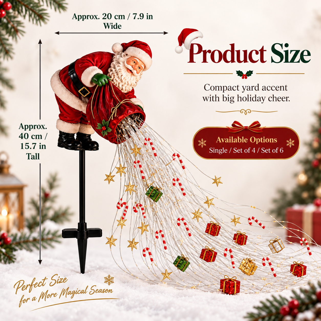 Lighted Santa Garden Stake Christmas Decor