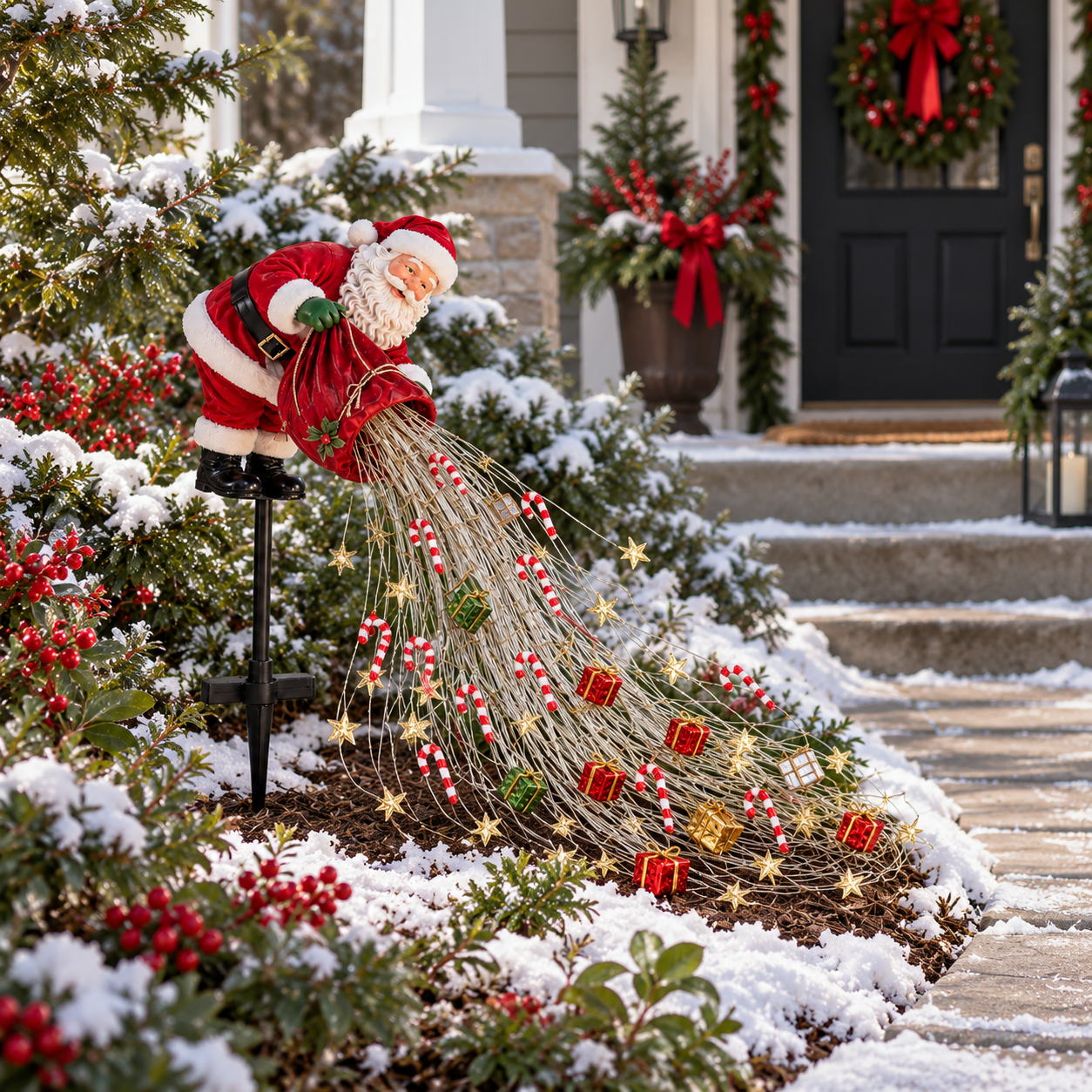 Lighted Santa Garden Stake Christmas Decor