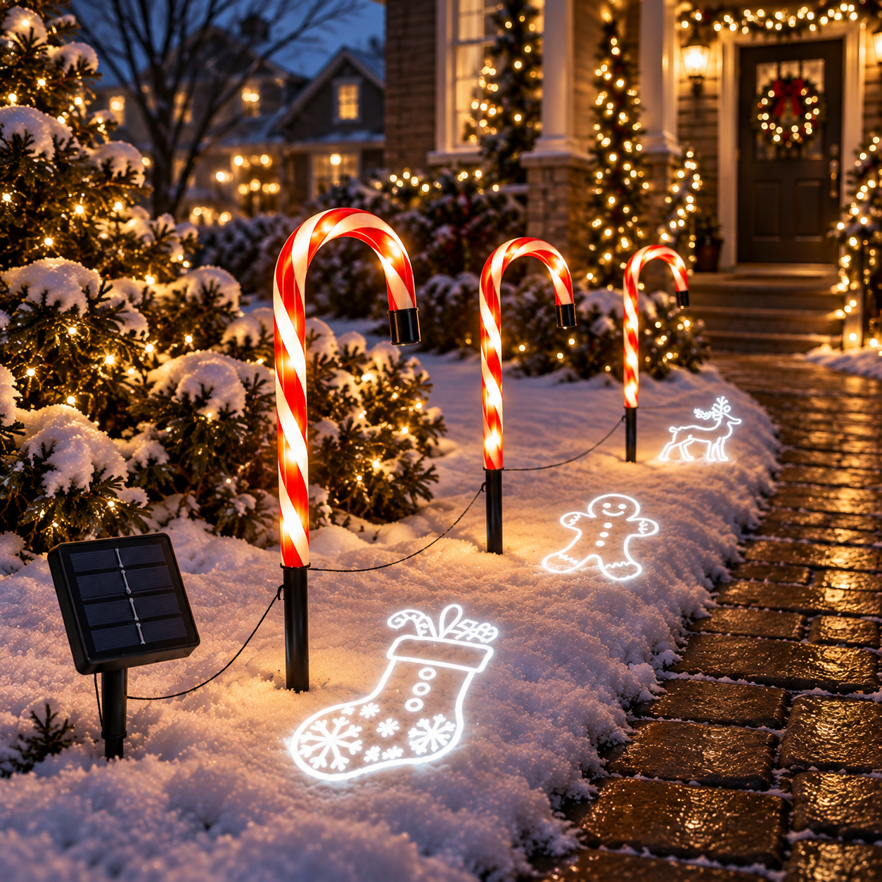 Solar Candy Cane Projection Pathway Lights
