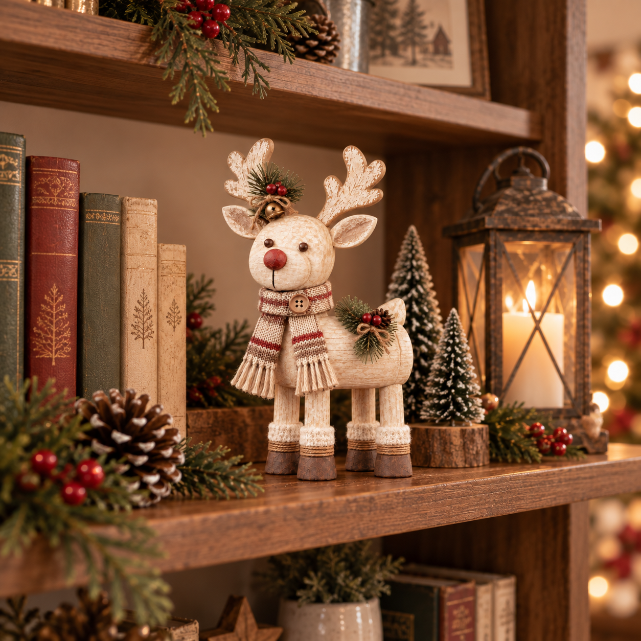 Rustic Christmas Reindeer Tabletop Decor