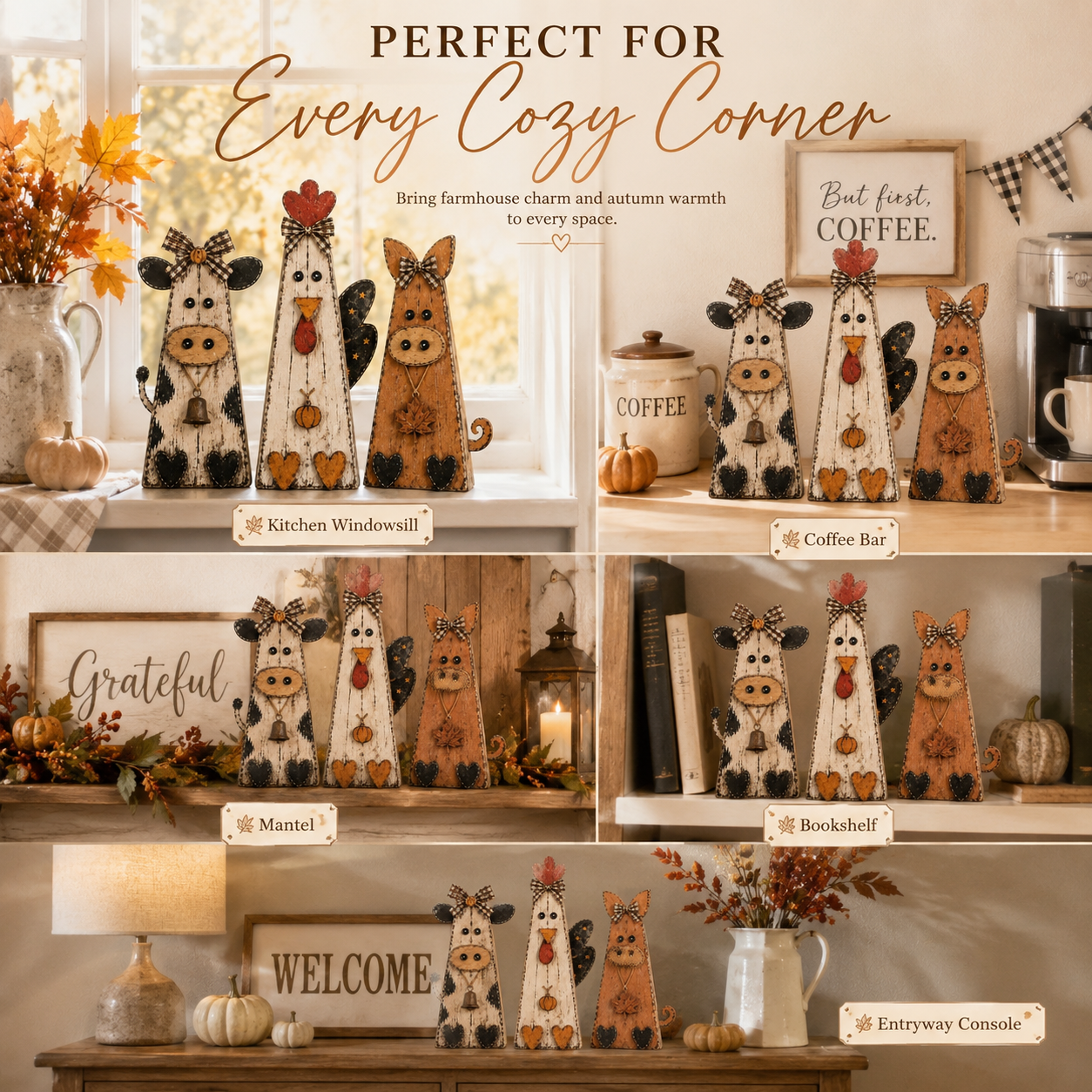 Rustic Fall Farmhouse Animal Figurine Set