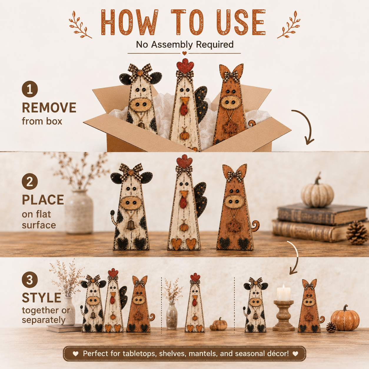 Rustic Fall Farmhouse Animal Figurine Set