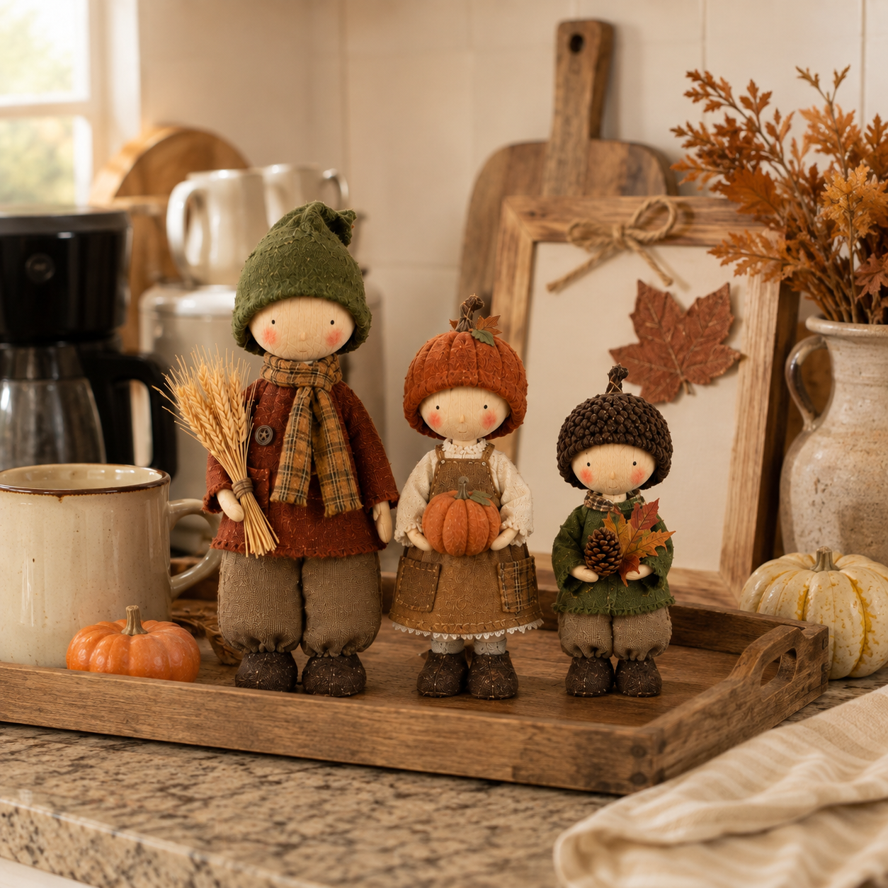 Rustic Fall Harvest Doll Figurine Set