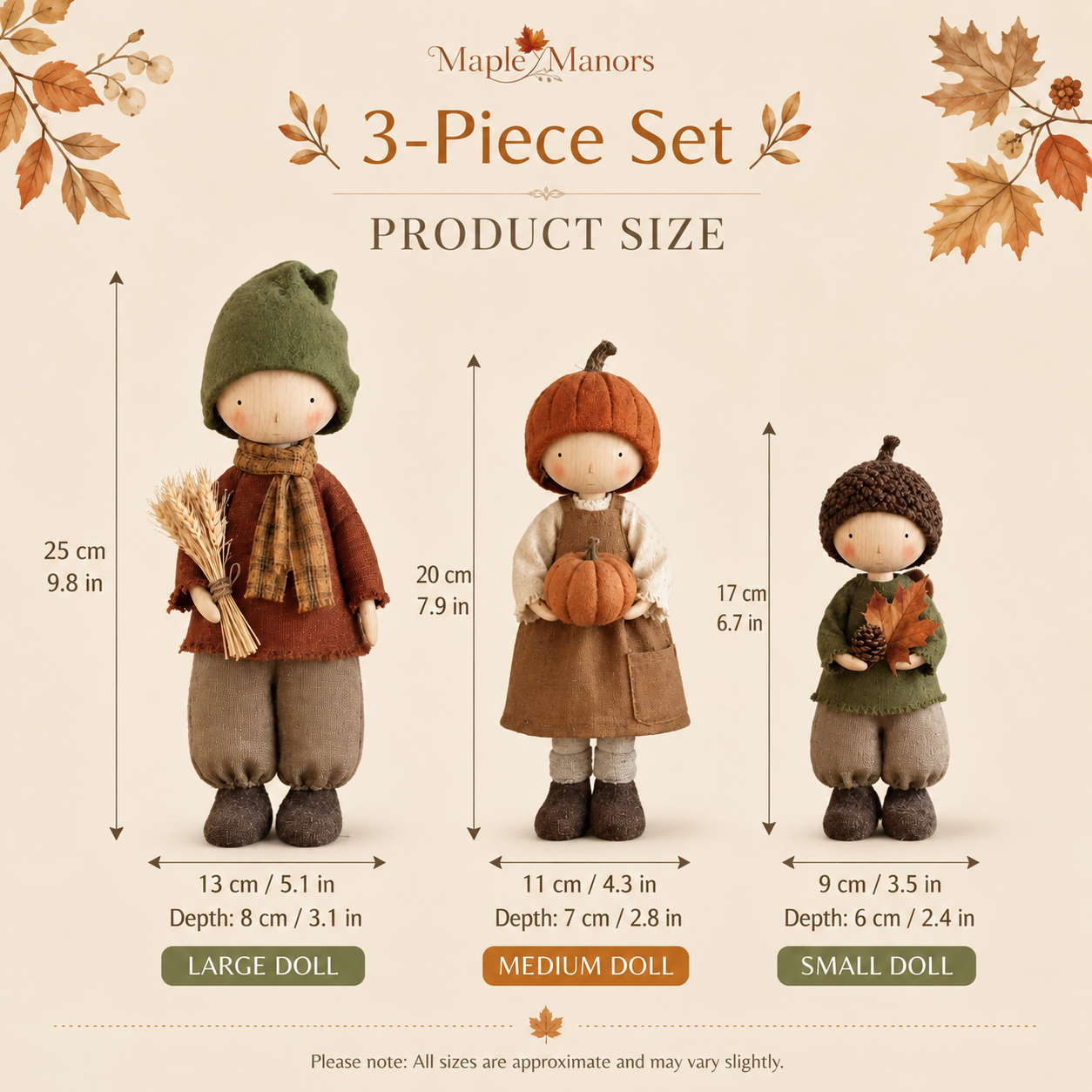 Rustic Fall Harvest Doll Figurine Set