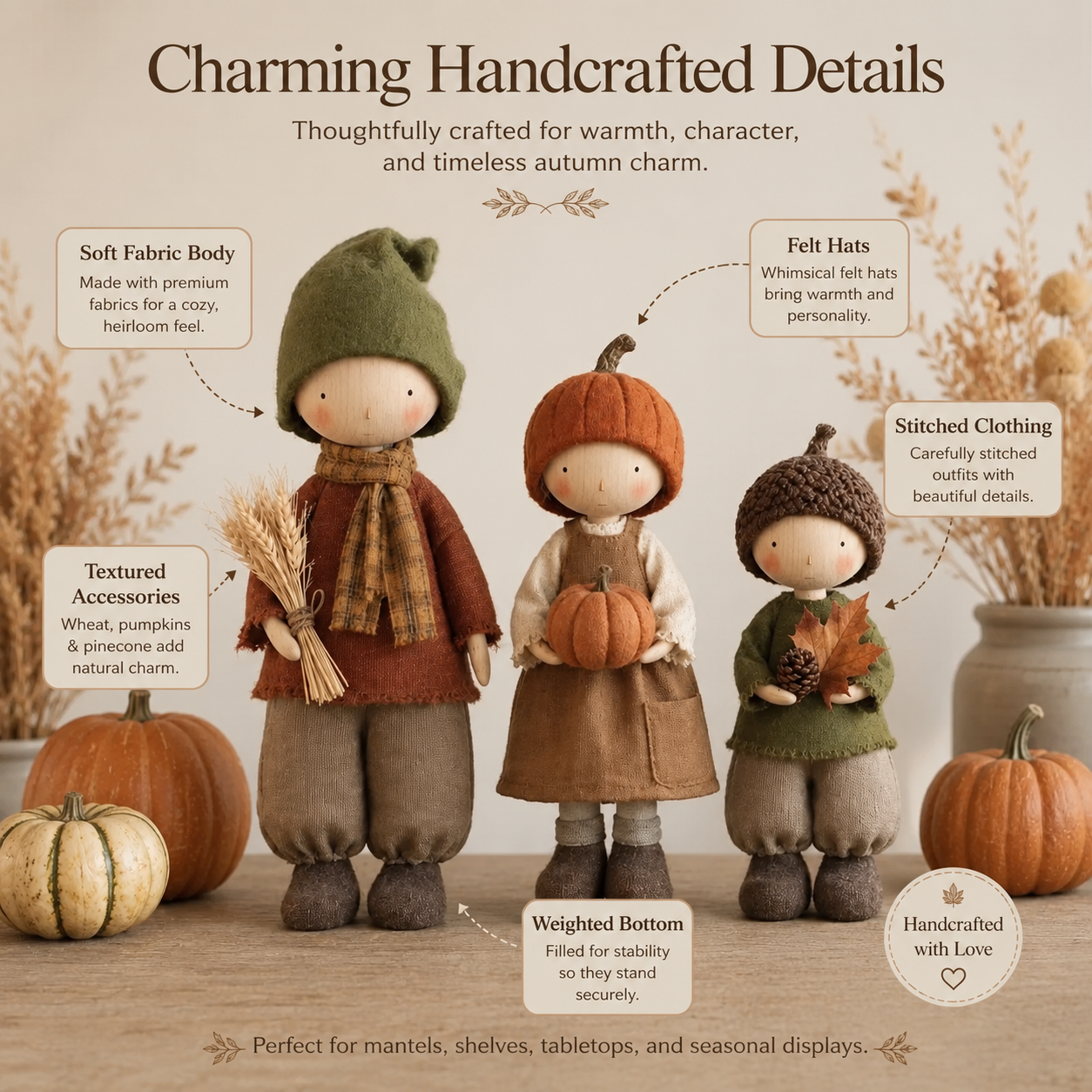 Rustic Fall Harvest Doll Figurine Set