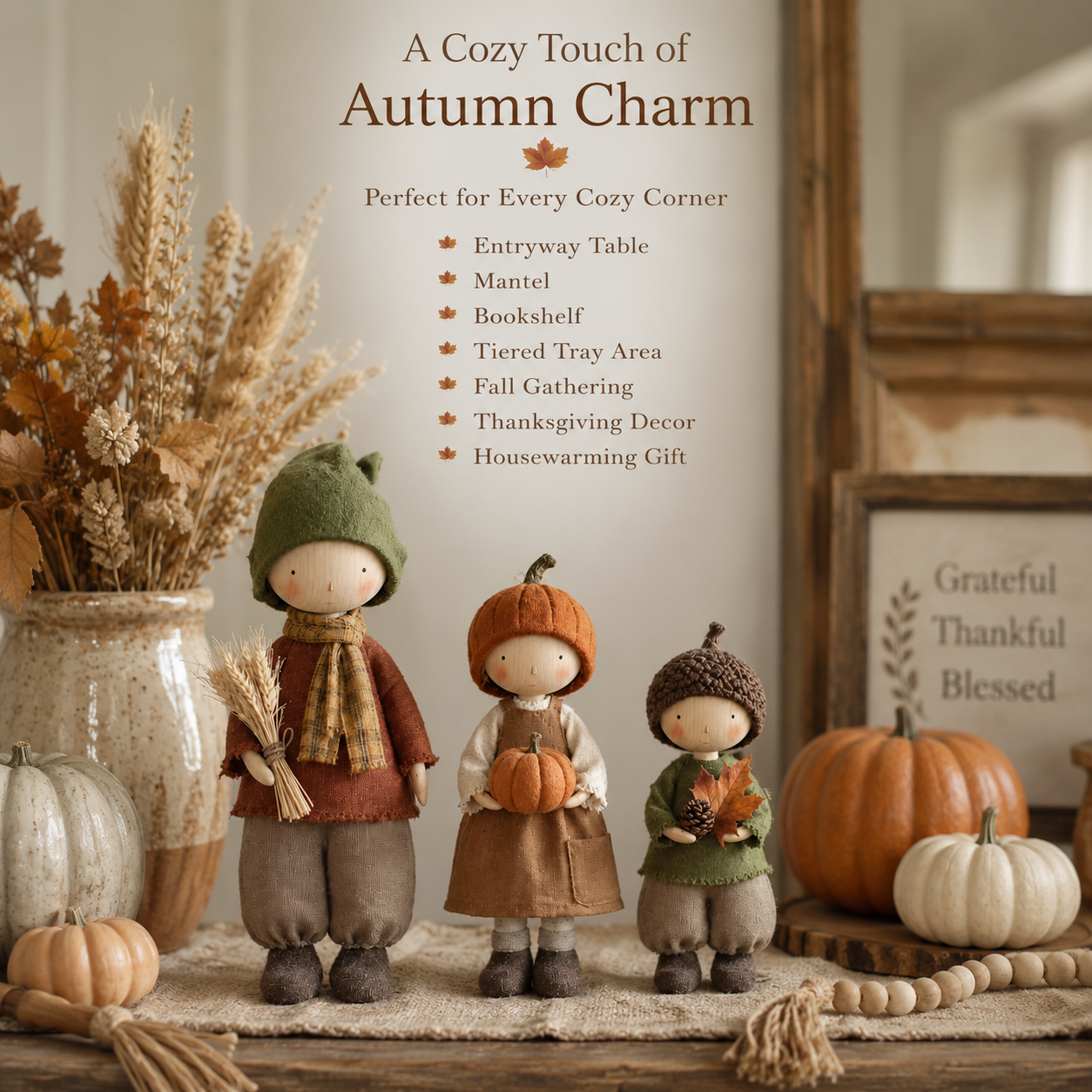 Rustic Fall Harvest Doll Figurine Set