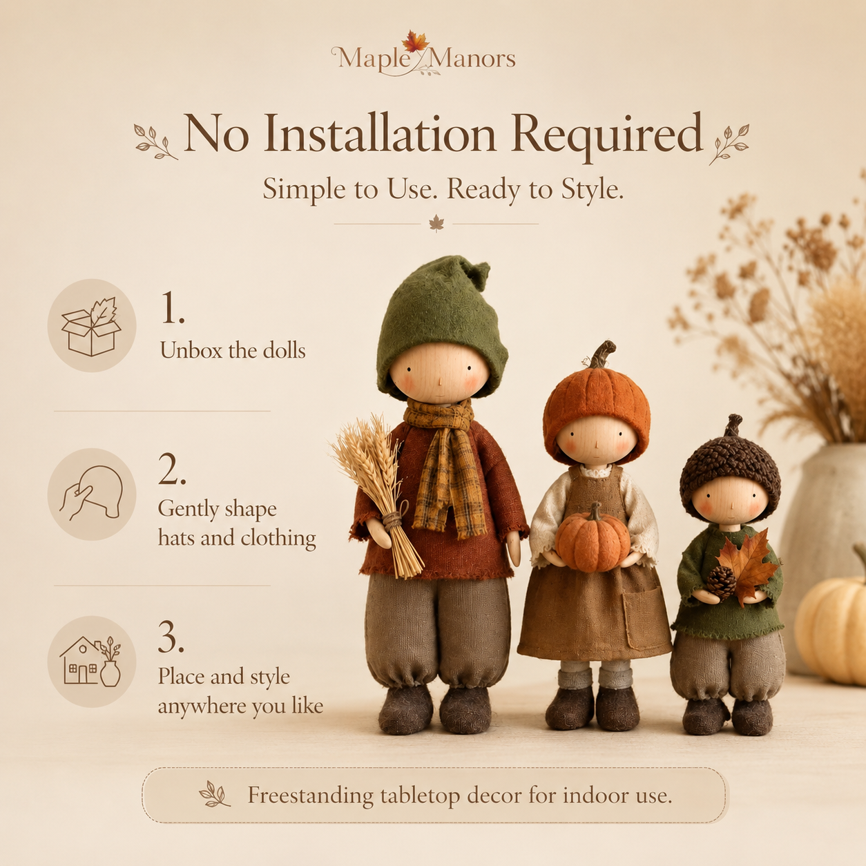 Rustic Fall Harvest Doll Figurine Set