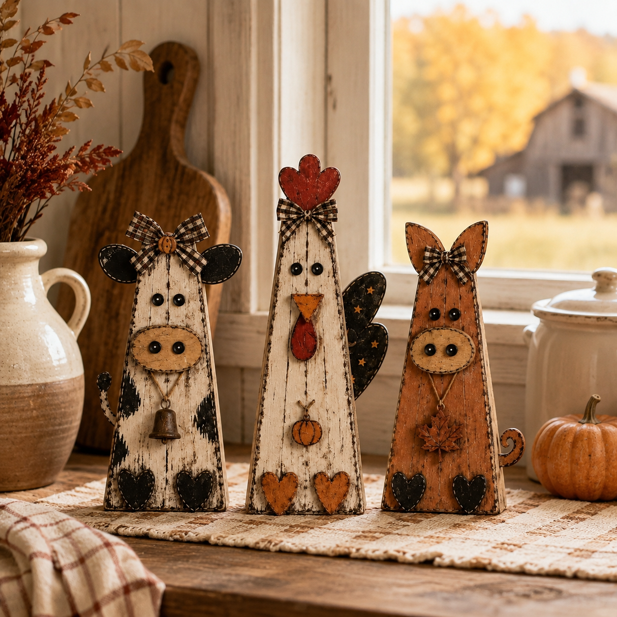 Rustic Fall Farmhouse Animal Figurine Set