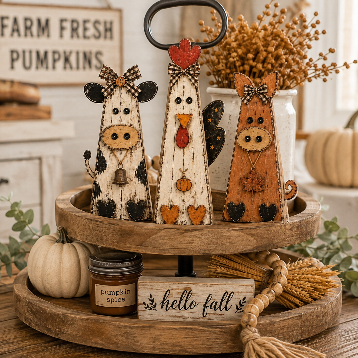 Rustic Fall Farmhouse Animal Figurine Set