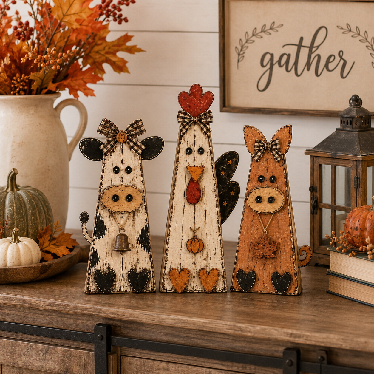 Rustic Fall Farmhouse Animal Figurine Set