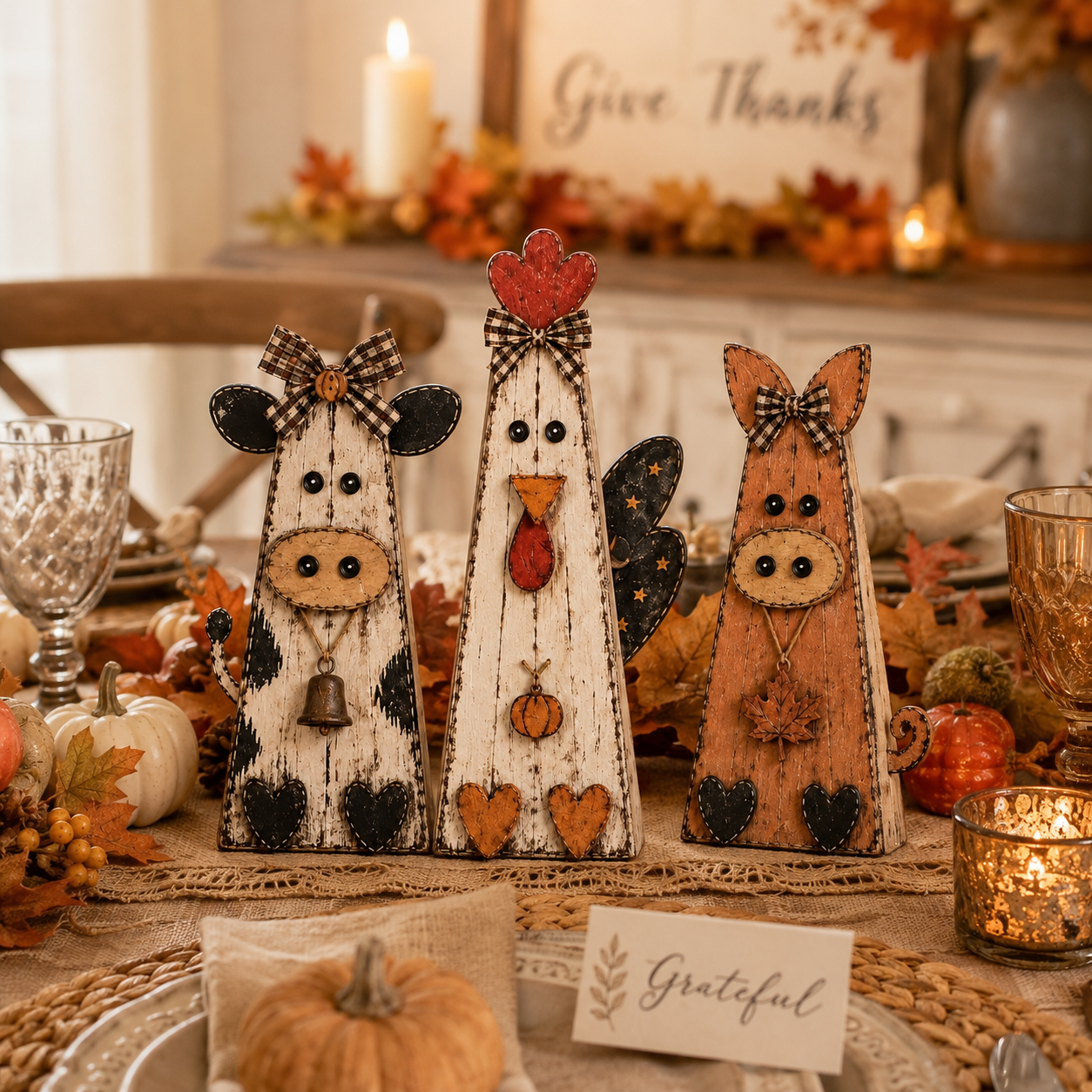 Rustic Fall Farmhouse Animal Figurine Set