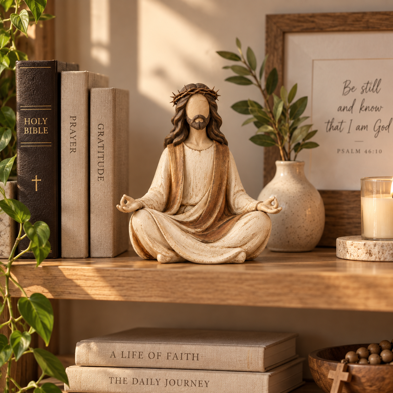 Vintage Crown of Thorns Jesus Meditation Figurine
