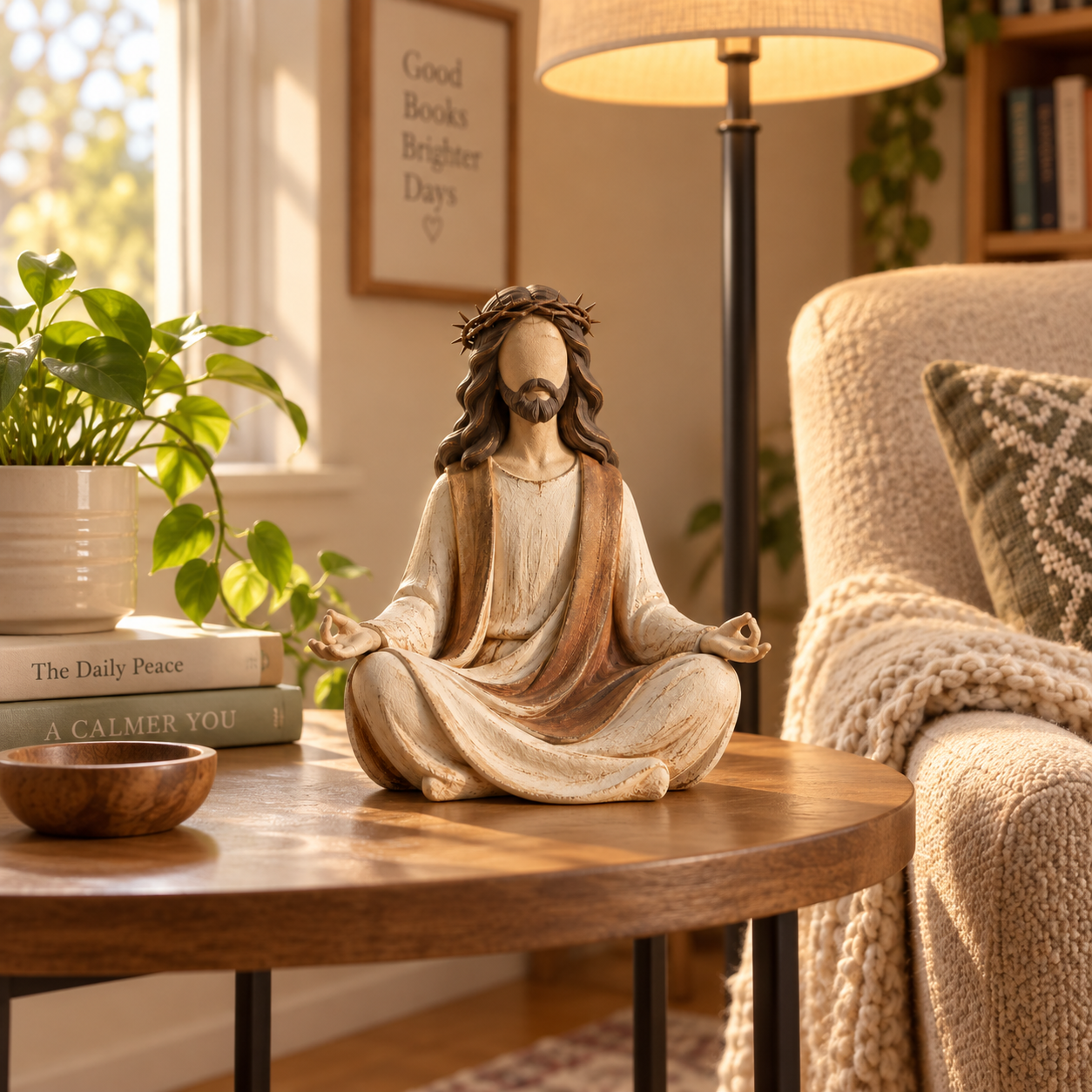 Vintage Crown of Thorns Jesus Meditation Figurine