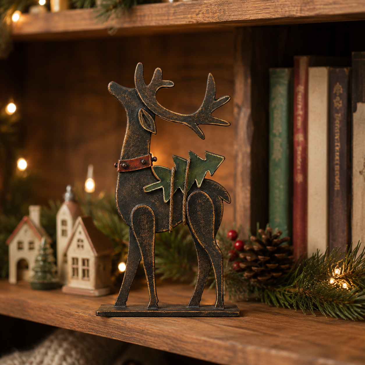 Rustic Christmas Metal Reindeer Decor