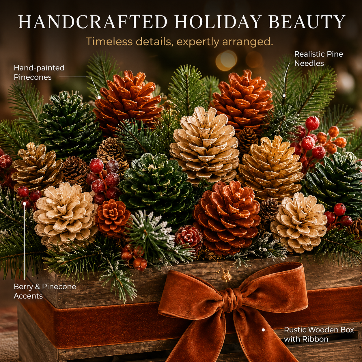 Rustic Pinecone Christmas Floral Arrangement