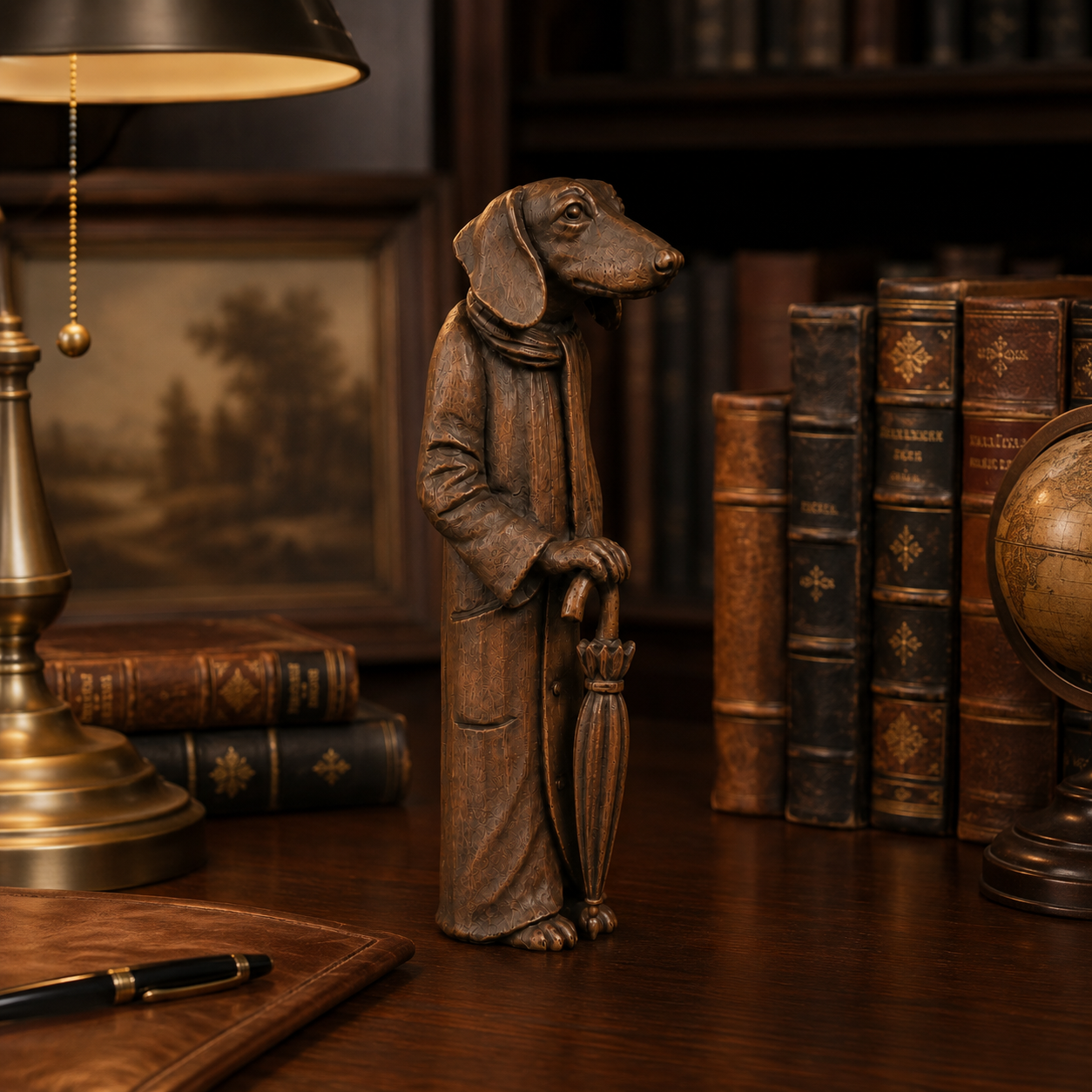 Vintage Dachshund Gentleman Figurine with Umbrella