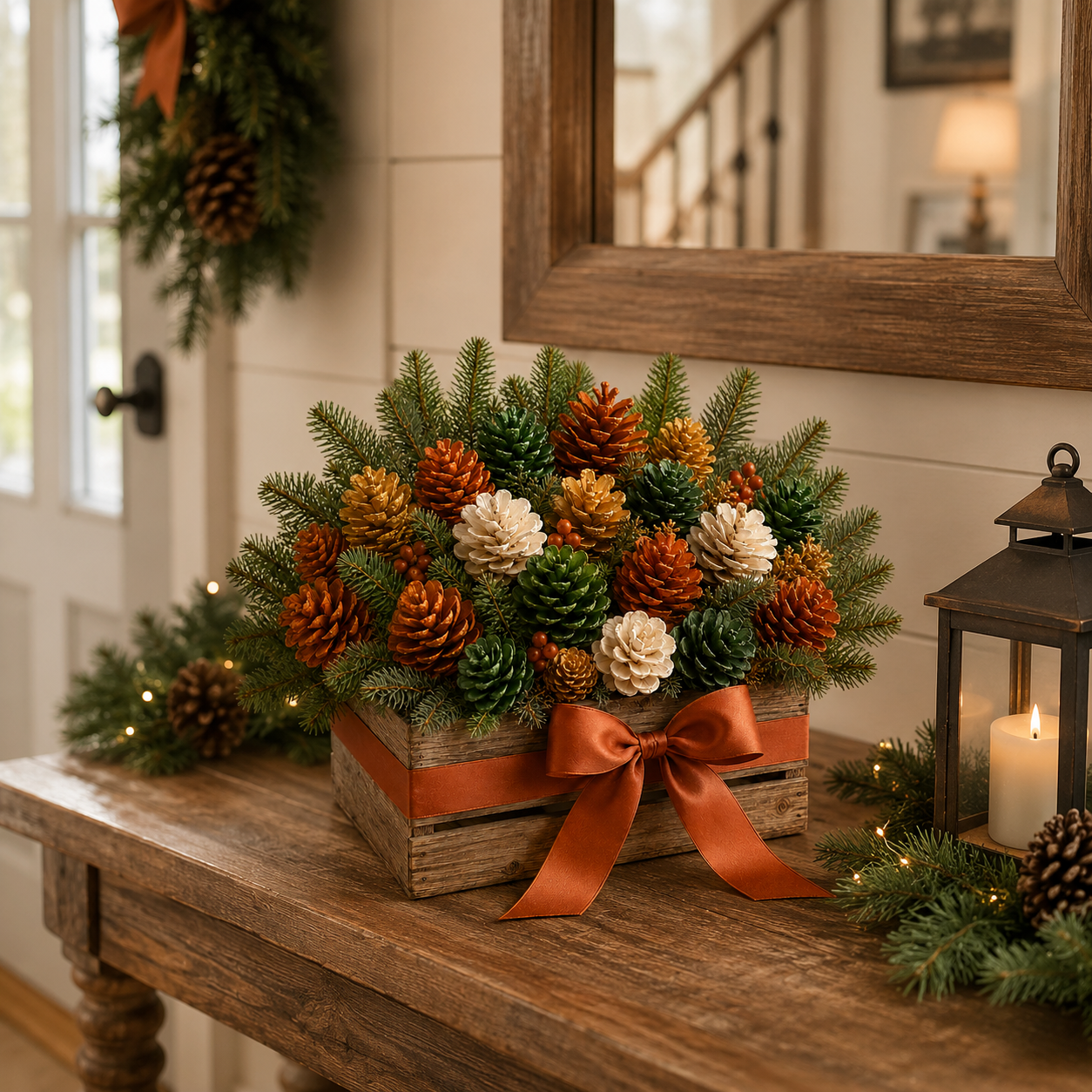 Rustic Pinecone Christmas Floral Arrangement