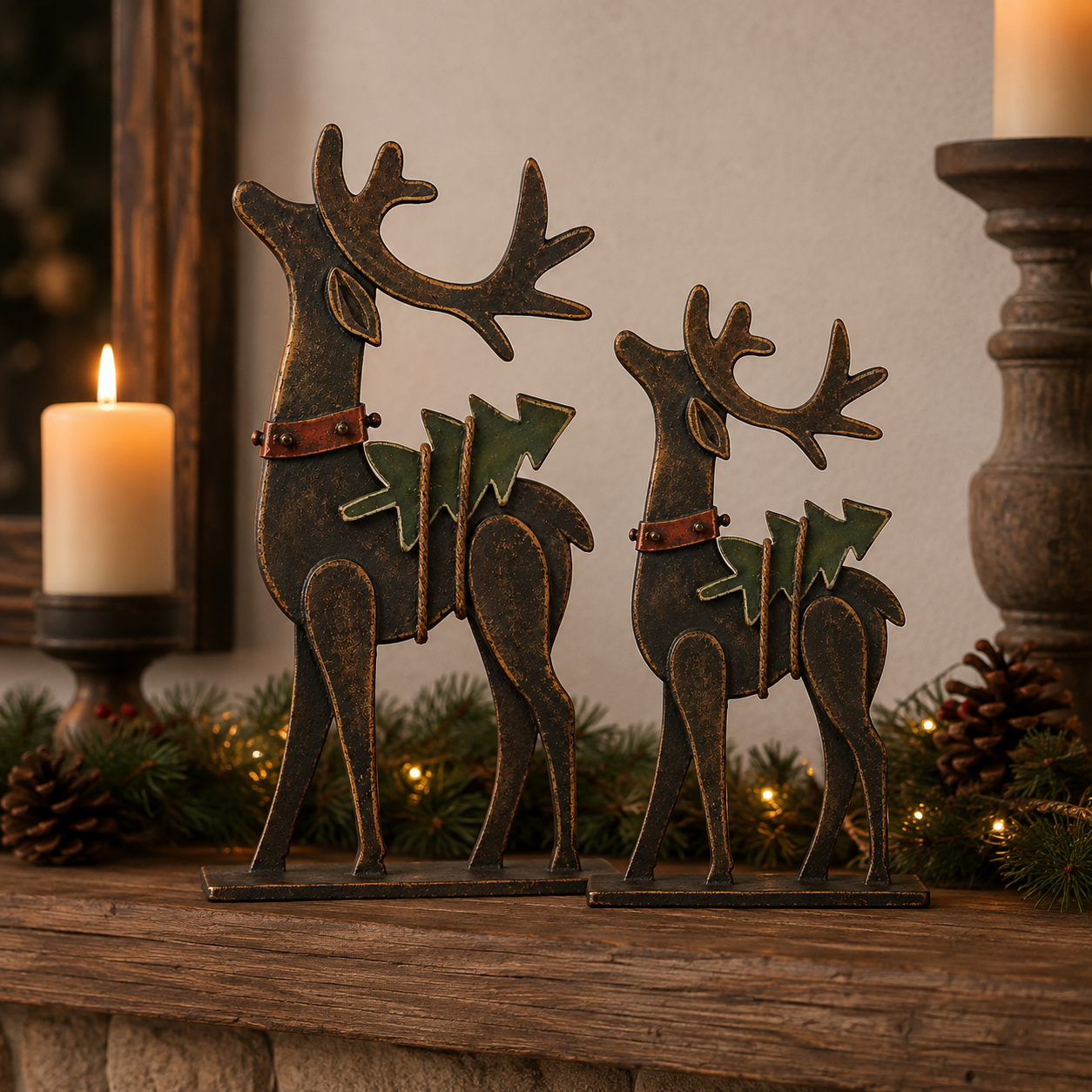 Rustic Christmas Metal Reindeer Decor