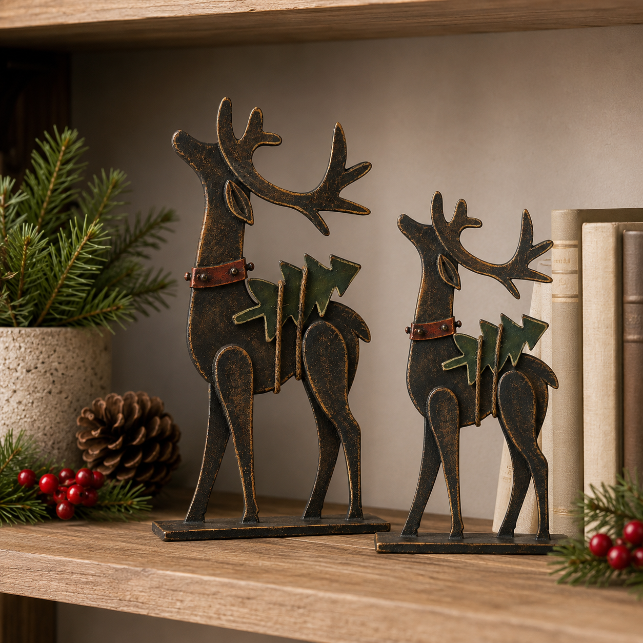 Rustic Christmas Metal Reindeer Decor