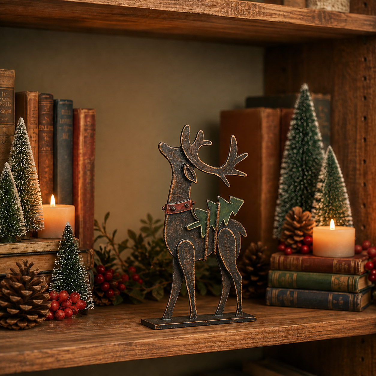 Rustic Christmas Metal Reindeer Decor