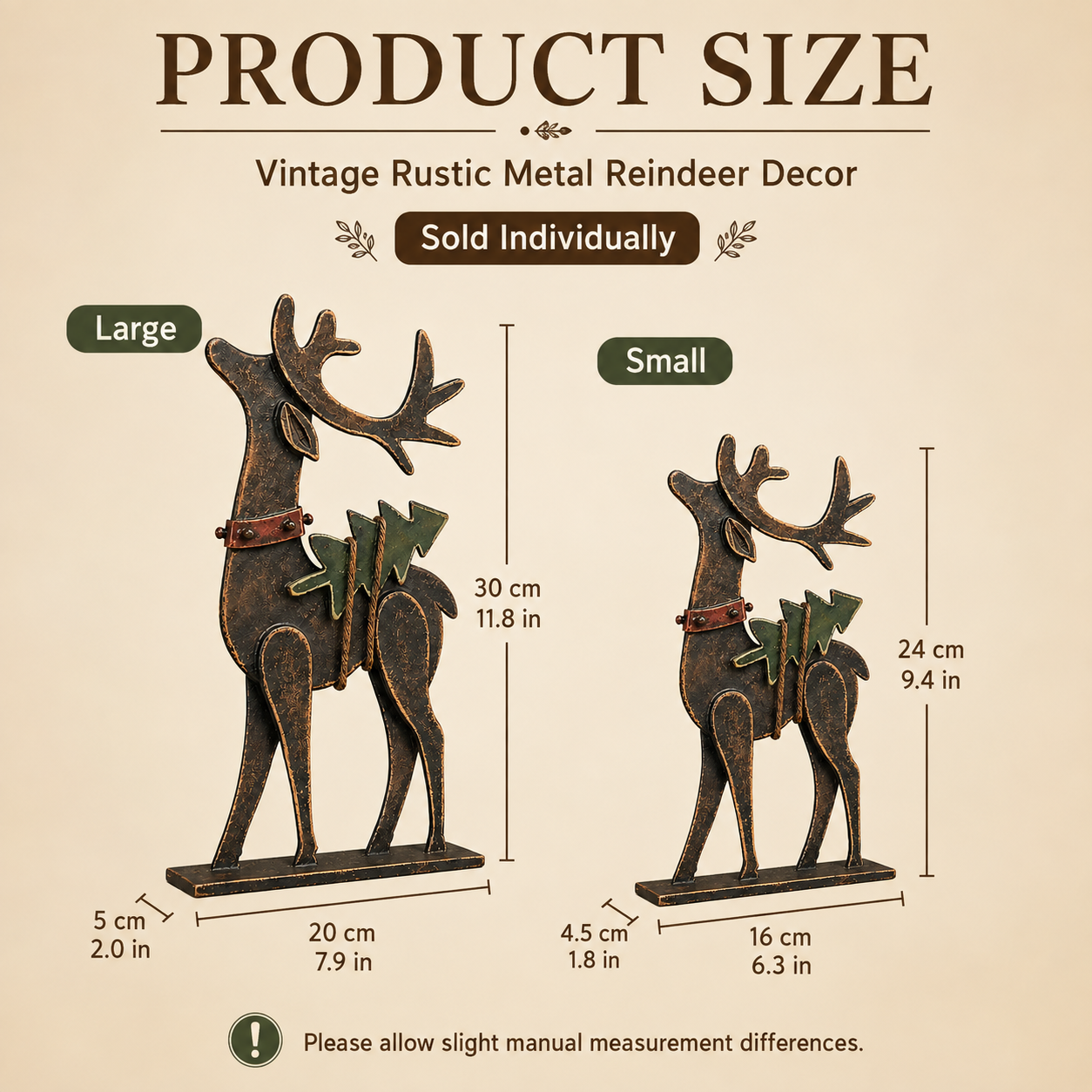 Rustic Christmas Metal Reindeer Decor