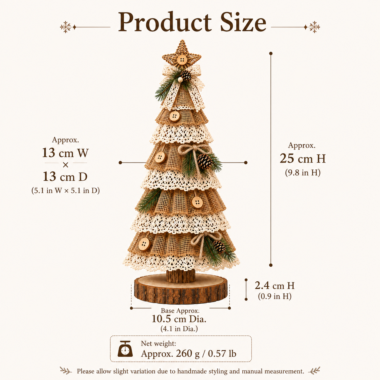 Rustic Burlap Lace Christmas Tree Deco