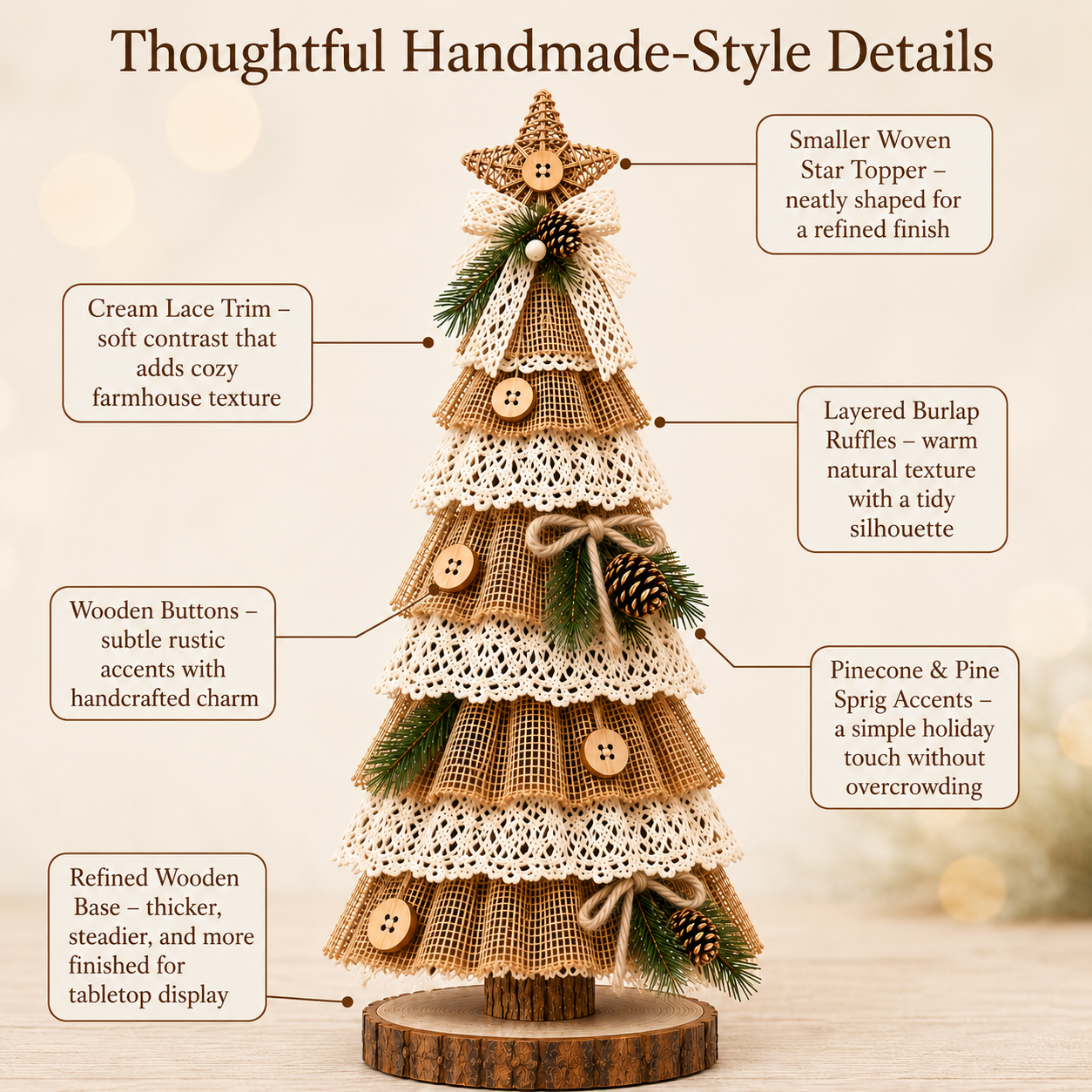 Rustic Burlap Lace Christmas Tree Deco