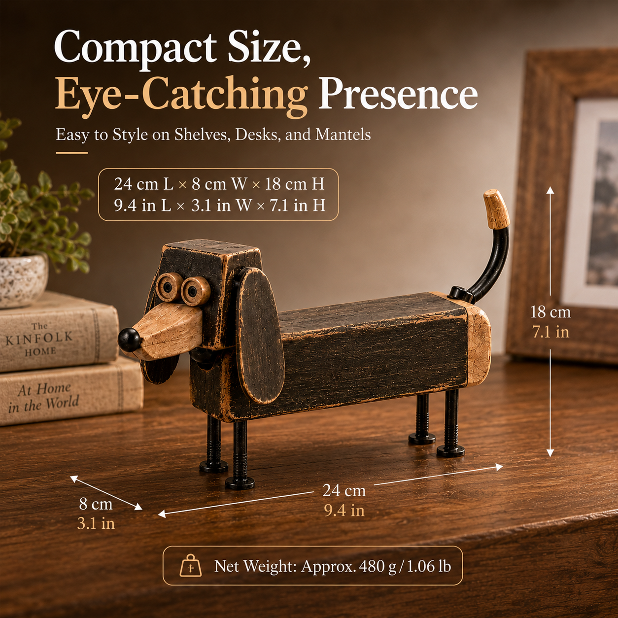 Vintage Industrial Dachshund Figurine with Rotating 