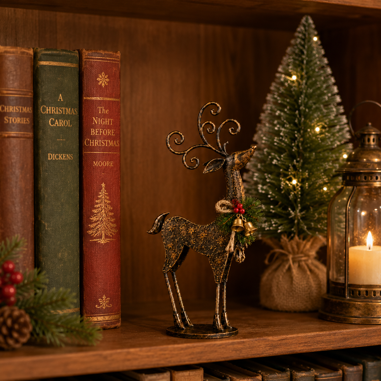 Vintage Bronze Metal Reindeer Figurine